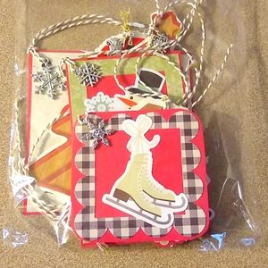 Handmade 10 per Christmas tags with silver charms
